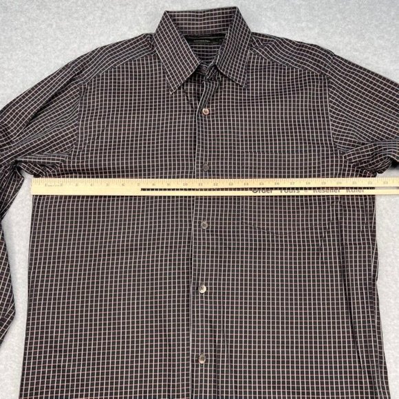 Ermenegildo Zegna Mens Shirt Size Medium Button-Up Long Sleeve Black Check - Picture 7 of 8